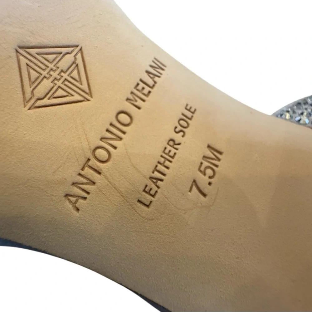 ANTONIO MELANI Glittering Silver Rhinestone Open-Toe Platform Sandals